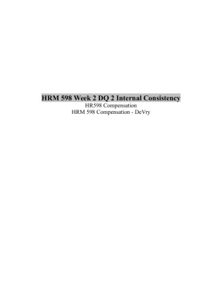 HRM 598 Week 2 DQ 2 Internal Consistency