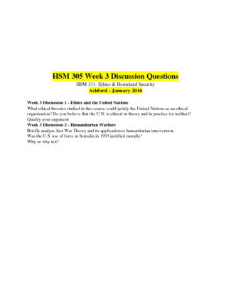 HSM 311 Week 3 Discussion 1 and 2