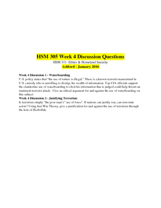 HSM 311 Week 4 Discussion 1 and 2