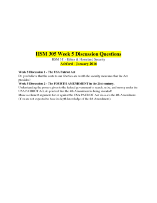 HSM 311 Week 5 Discussion 1 and 2