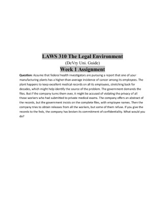 Laws 310 Week 1 Assignment