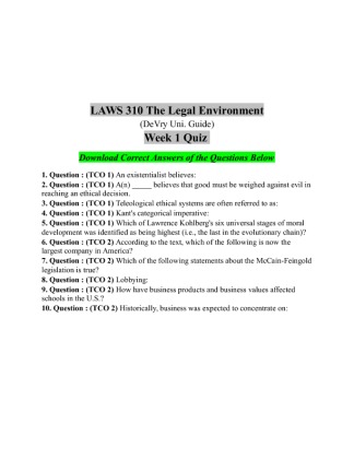 Laws 310 Week 1 Quiz Answers