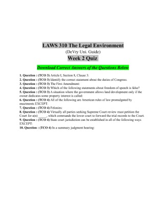 Laws 310 Week 2 Quiz Answers