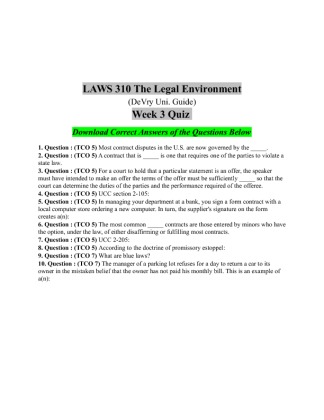 Laws 310 Week 3 Quiz Answers