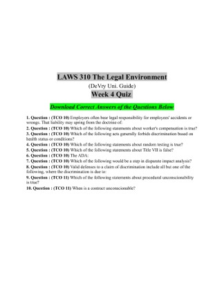 Laws 310 Week 4 Quiz Answers
