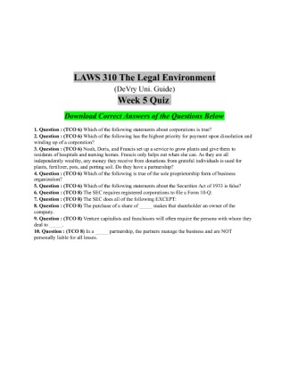Laws 310 Week 5 Quiz Answers