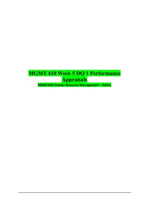 MGMT 410 Week 5 DQ 1 Performance Appraisals