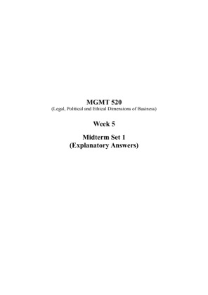 MGMT 520 Week 5 Midterm Answers (Set 1)