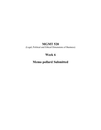 MGMT 520 Week 6 Memo pollard Submitted
