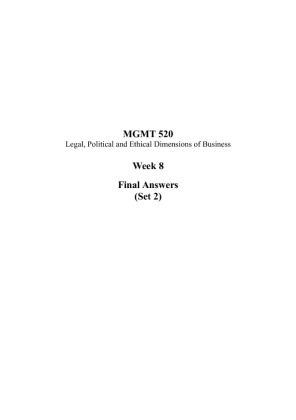 MGMT 520 Week 8 Final Answers Set 2