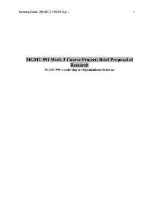 MGMT 591 Week 3 Course Project; Brief Proposal of Research (Taken 2014/15)