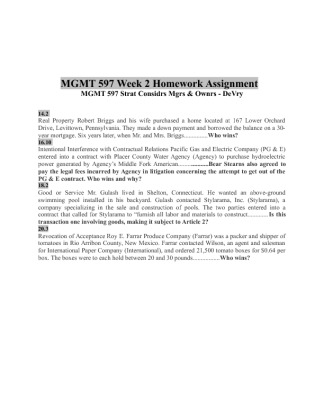 MGMT 597 Week 2 Homework Assignment