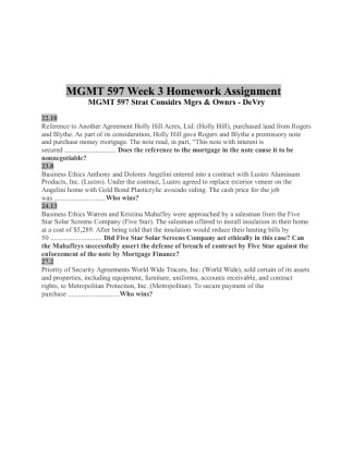 MGMT 597 Week 3 Homework Assignment