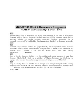 MGMT 597 Week 6 Homework Assignment