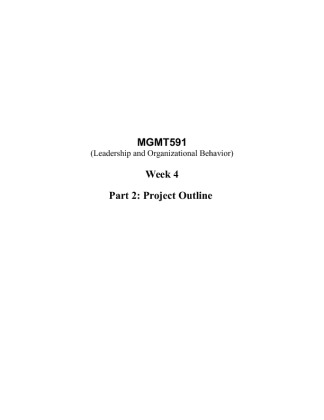 MGMT591 Week 4 Project Outline; Part 2