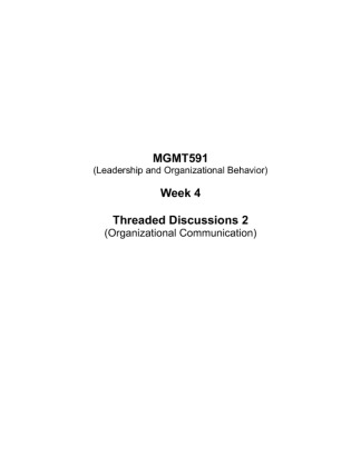 MGMT591 Week 4 Threaded Discussions 2 (Organizational Communication)