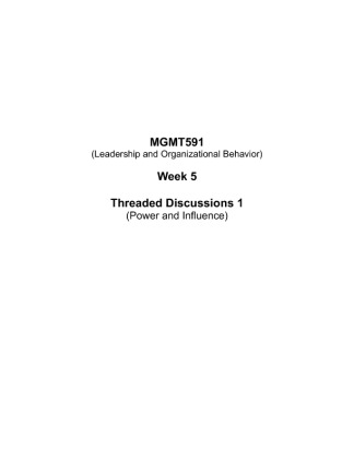 MGMT591 Week 5 Threaded Discussions 1 (Power and Influence)