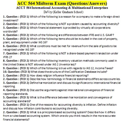 ACCT 564 Week 4 Midterm Answers