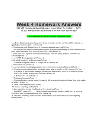 MIS 535 Week 4 Homework Answers