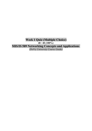 MIS 589 Week 1 Quiz (Multiple Choice)