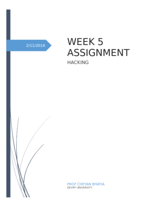 NETW 583 Week 5 Assignment; Hacking (DeVry/Keller)
