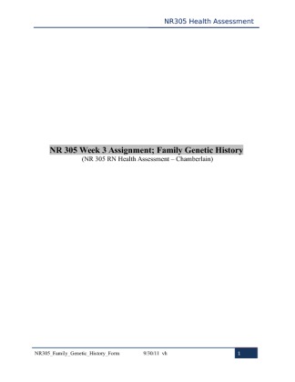 NR 305 Week 3 Assignment; Family Genetic History