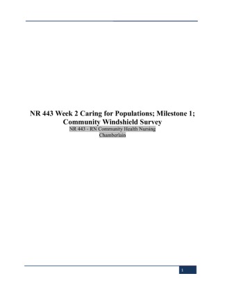 NR 443 Week 2 Caring for Populations; Milestone 1; Windshield Survey Form