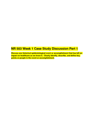 NR 503 Week 1 Case Study Discussion Part 1