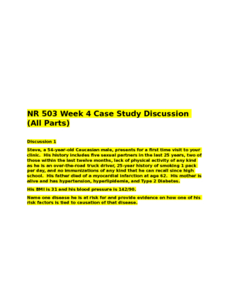 NR 503 Week 4 Case Study Discussion