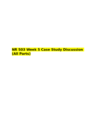 NR 503 Week 5 Case Study Discussion