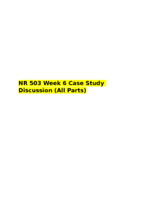 NR 503 Week 6 Case Study Discussion