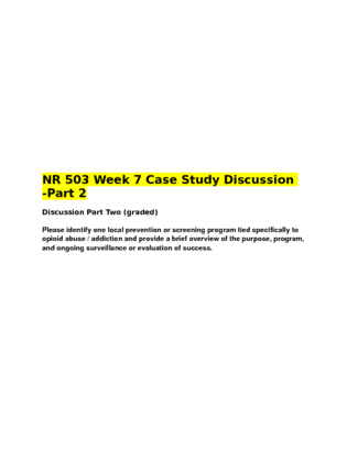 NR 503 Week 7 Case Study Discussion Part 2