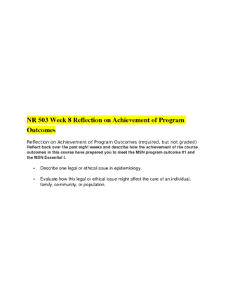 NR 503 Week 8 Reflection on Achievement of Program Outcomes