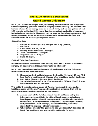 NRS 410V Module 5 Discussion