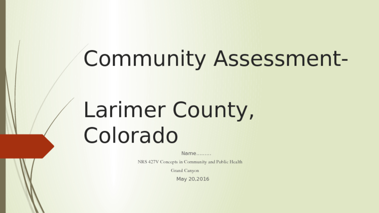 NRS 427V Week 4 CLC Assignment; Presentation   Larimer Country