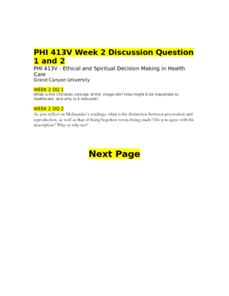 PHI 413V Week 2 Discussion Question 1 and 2