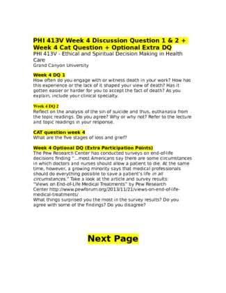 PHI 413V Week 4 Discussion Question 1 and 2