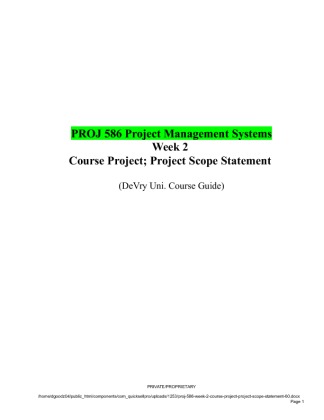 PROJ 586 Week 2 Course Project; Project Scope Statement