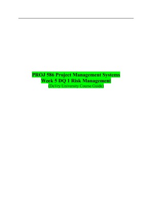 PROJ 586 Week 5 DQ 1 Risk Management