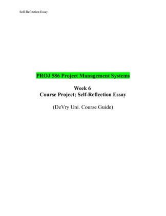 PROJ 586 Week 6 Course Project; Self Reflection Essay