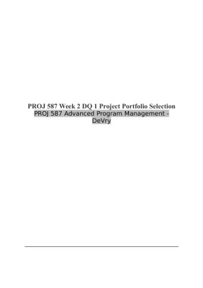 PROJ 587 Week 2 DQ 1 Project Portfolio Selection