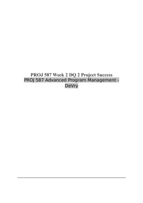 PROJ 587 Week 2 DQ 2 Project Success