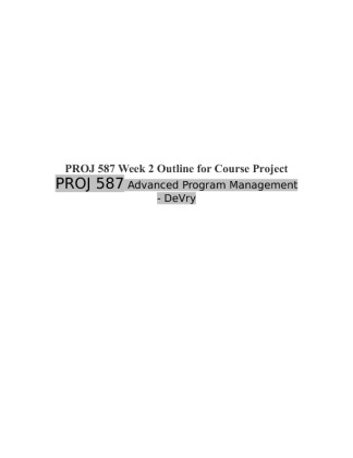 PROJ 587 Week 2 Outline for Course Project