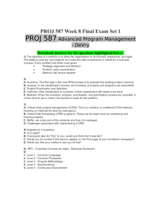 PROJ 587 Week 8 Final Exam Set 1
