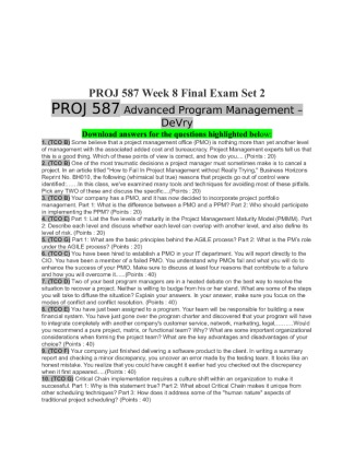 PROJ 587 Week 8 Final Exam Set 2