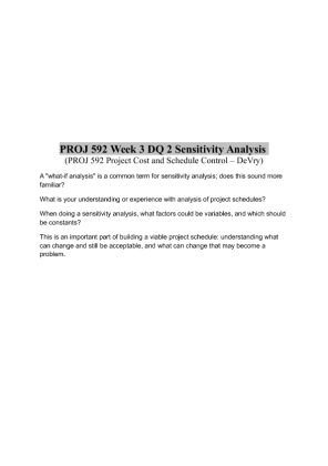 PROJ 592 Week 3 DQ 2 Sensitivity Analysis