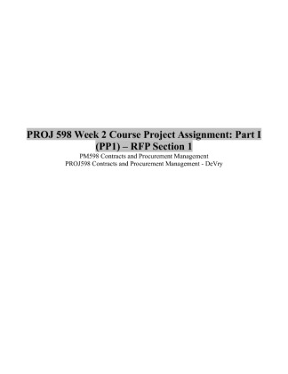 PROJ 598 Week 2 Course Project Assignment; Part I (PP1)  RFP Section 1