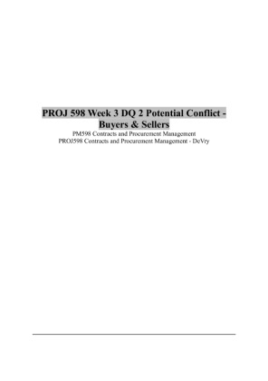 PROJ 598 Week 3 DQ 2 Potential Conflict   Buyers & Sellers
