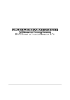 PROJ 598 Week 4 DQ 1 Contract Pricing