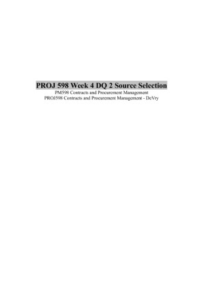 PROJ 598 Week 4 DQ 2 Source Selection